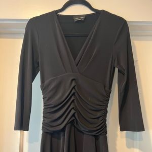 Max & Cleo Black Ruched Midi Dress